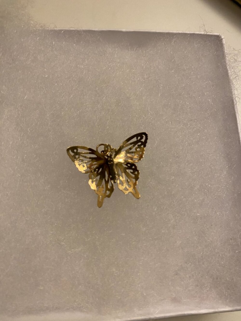 14K Yellow Gold Butterfly Pendant - Picture 2 of 4